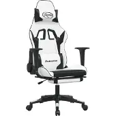Syfax Gaming-Stuhl mit Fußstütze Weiß und Schwarz Kunstleder