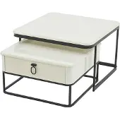 AEA Beige Couchtisch mit Schubladen Wohnzimmer Hochwertig Möbel Designer
