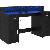 Syfax Schreibtisch mit Speicher Schwarz Eichen-Optik 140 x 55 x 91 cm
