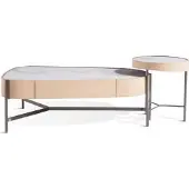 AEA Wohnzimmer Set 2x Couchtisch Kaffeetisch beige Modern Luxus Edelstahl