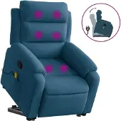 Syfax Massagesessel mit Aufstehhilfe Blau Samt