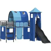 Syfax Kinder Etagenbett Gestell Schwarz und Blau 75 x 190 cm Metall