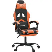 Syfax Gaming-Stuhl mit Fußstütze Schwarz und Orange Kunstleder
