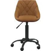 Syfax Bürostuhl Samt Braun, höhenverstellbar, drehbar, mit Rollen, dick gepolstert, 44x46 cm