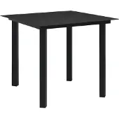 Syfax Garten-Esstisch Schwarz 80x80x74 cm Stahl und Glas