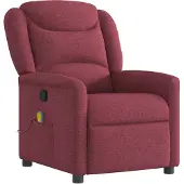 Syfax Komfortabler Massagesessel aus Stoff, Weinrot, manuelle Liegefunktion, 6-Punkt-Vibrationsmassage, 78x95x100 cm