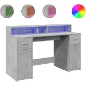 Syfax LED-Schreibtisch Betongrau 140x55x91 cm Holzwerkstoff