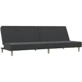 Syfax Schlafsofa 2-Sitzer Dunkelgrau Stoff