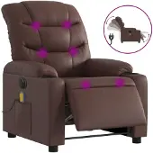 Syfax Massagesessel Elektrisch Braun Kunstleder