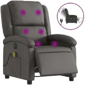 Syfax Massagesessel Elektrisch Grau Echtleder