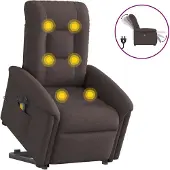 Syfax Elektrischer Massagesessel mit Aufstehhilfe Dunkelbraun Stoff