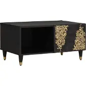Syfax Couchtisch Schwarz 80 x 50 x 40 cm Massivholz Mango