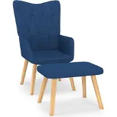 Syfax Relaxsessel mit Hocker Blau Stoff