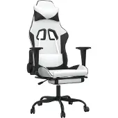 Syfax Gaming-Stuhl mit Fußstütze Weiß und Schwarz Kunstleder