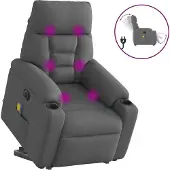 Syfax Elektrischer Massagesessel mit Aufstehhilfe Dunkelgrau Stoff