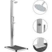 Syfax Gartendusche mit Bodenelement WPC Edelstahl