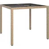 Syfax Gartentisch Beige 90 x 90 x 75 cm Poly-Rattan
