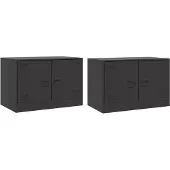 Syfax TV-Schränke 2 Stk. Schwarz 67x39x44 cm Stahl