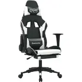 Syfax Gaming-Stuhl mit Massage & Fußstütze Schwarz & Weiß Kunstleder