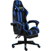 The Living Store Gaming-Stuhl mit Fußstütze Schwarz und Blau Kunstleder