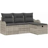 Syfax Gartensofa-set 4 stk. Hellgrau Poly-Rattan