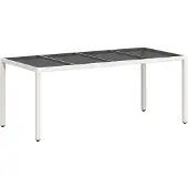 Syfax Gartentisch mit Glasplatte Weiß 190x90x75 cm Poly Rattan