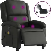 Syfax Massagesessel Elektrisch Schwarz Echtleder