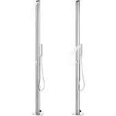 vidaXL Gartendusche mit Grauer Bodenplatte 225 cm Edelstahl