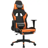 Syfax Gaming-Stuhl mit Fußstütze Schwarz und Orange Kunstleder