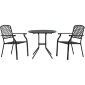Syfax Gartenstuhl-Set 3-tlg. Stapelbar Pulverbeschichteter Stahl