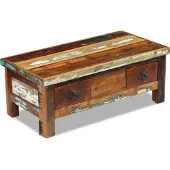 Syfax Couchtisch mit Schubladen Altholz Massiv 90x45x35 cm
