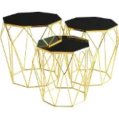 AEA Beistelltische Komplette Kaffeetische Sofatische 3tlg Couchtische Gold