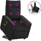 Syfax Massagesessel mit Aufstehhilfe Schwarz Stoff