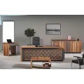 AEA Bürotisch Büromöbel Komplettbüro Schreibtisch Set 4tlg Holz Braun Büro