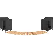 Syfax Whirlpool-Umrandung Schwarz Poly-Rattan und Massivholz Akazie