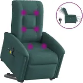 Syfax Elektrischer Massagesessel mit Aufstehhilfe Dunkelgrün Stoff