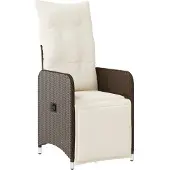 Syfax Gartensessel Verstellbar mit Kissen Braun Poly Rattan