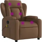 Syfax Massagesessel Stoff Braun mit Massage- und Verstellfunktion 77x100x94,5 cm