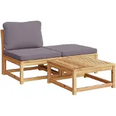 Syfax 3-tlg. Garten-Lounge-Set mit Kissen Massivholz Akazie