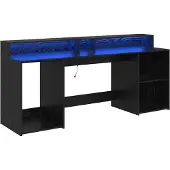Syfax Schreibtisch mit Speicher Schwarz Eichen-Optik 200 x 55 x 91 cm