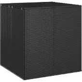The Living Store Garten-Kissenbox PE Rattan 100x97,5x104 cm Schwarz