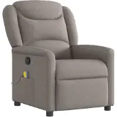 Syfax Massagesessel Taupe Stoff mit manueller Liegefunktion, 6-Punkt-Vibrationsmassage, Fernbedienung, Seitentasche, 78x95x100 cm