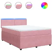 Syfax Boxspringbett mit Matratze Rosa 160x200 cm Samt