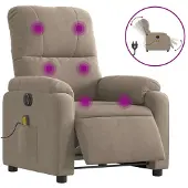 Syfax Massagesessel Elektrisch Taupe Mikrofasergewebe