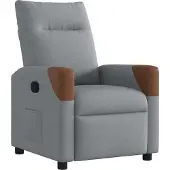 Syfax Relaxsessel Stoff Hellgrau mit manueller Liegefunktion, dick gepolstert, 69x86x100 cm