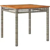 Syfax Gartentisch Grau 80x80x75 cm Poly Rattan Akazienholz