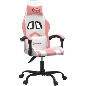 Syfax Gaming-Stuhl Drehbar Weiß und Rosa Kunstleder