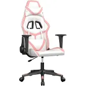 Syfax Gaming-Stuhl mit Massagefunktion Weiß und Rosa Kunstleder