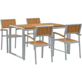 Syfax Garten Essgruppe 5 stk. Grau Massivholz Akazie