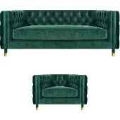 AEA Modern Grün Design Sofa Couch Dreisitze Stoff Sessel Sofagarnitur Chesterfield